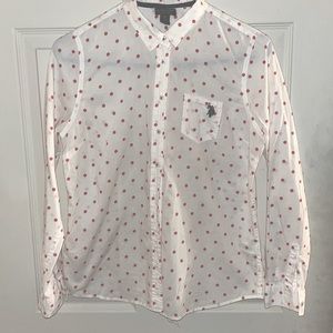 US Polo Shirt size medium , red polka dots, slightly used.